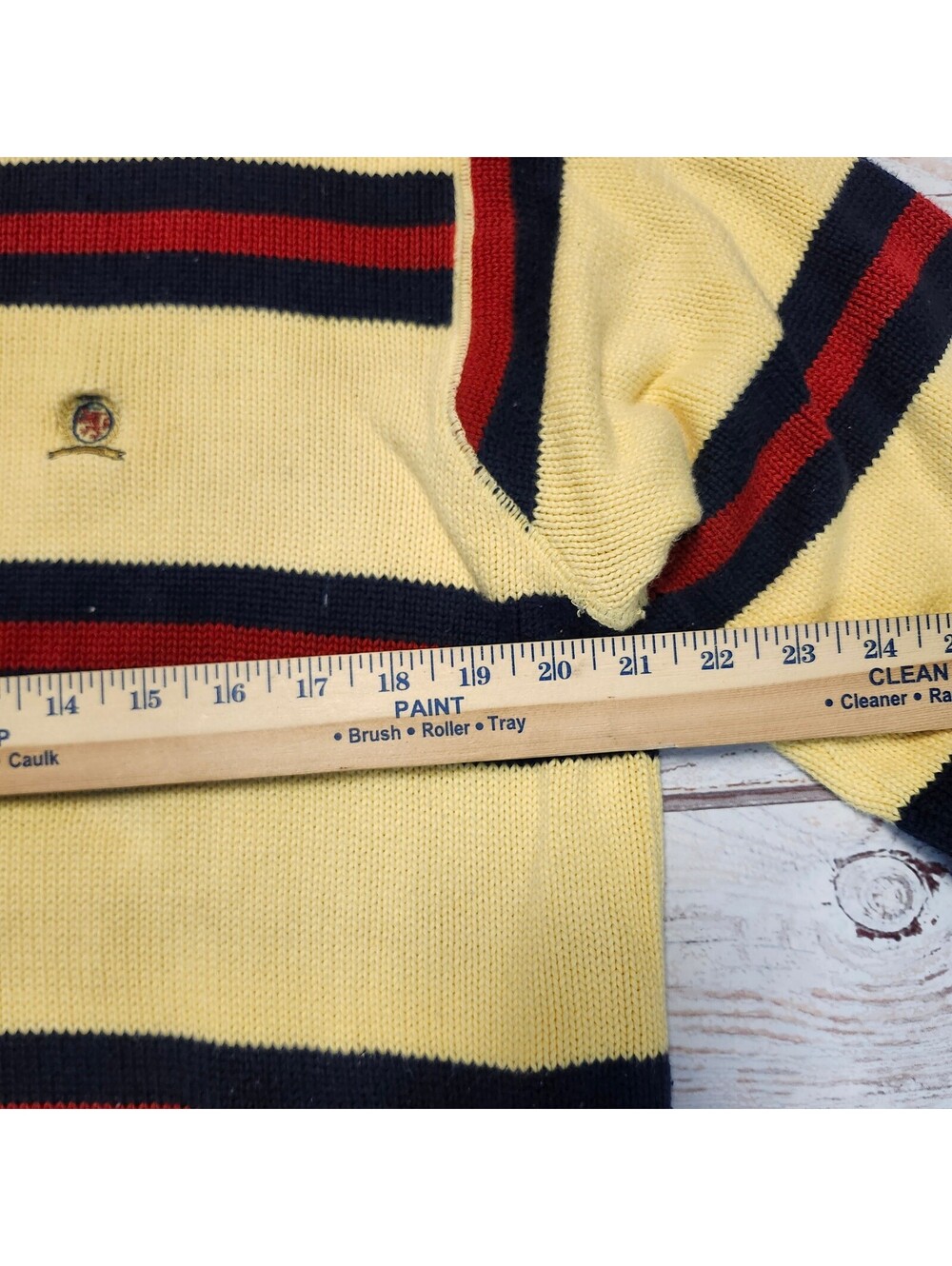 Tommy Hilfiger Yellow Striped Crewneck Sweater Mens Size Medium - Picture 2 of 9